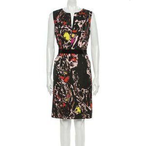 MILLY Multicolor Sheath Dress w/ Grosgrain belt exposed Zipper Size 6